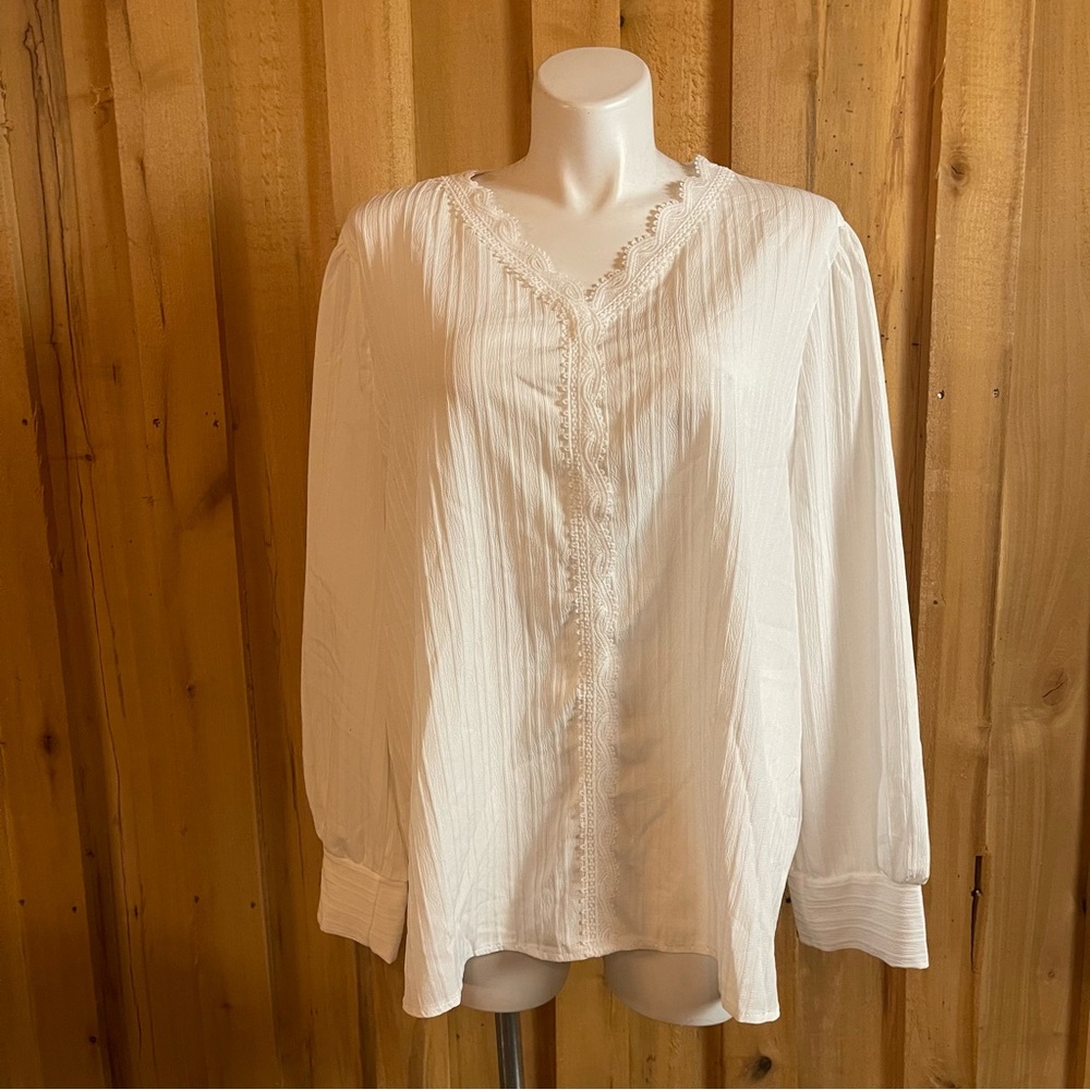 Women’s Plus Size Long Sleeve White Blouse Size 6XL